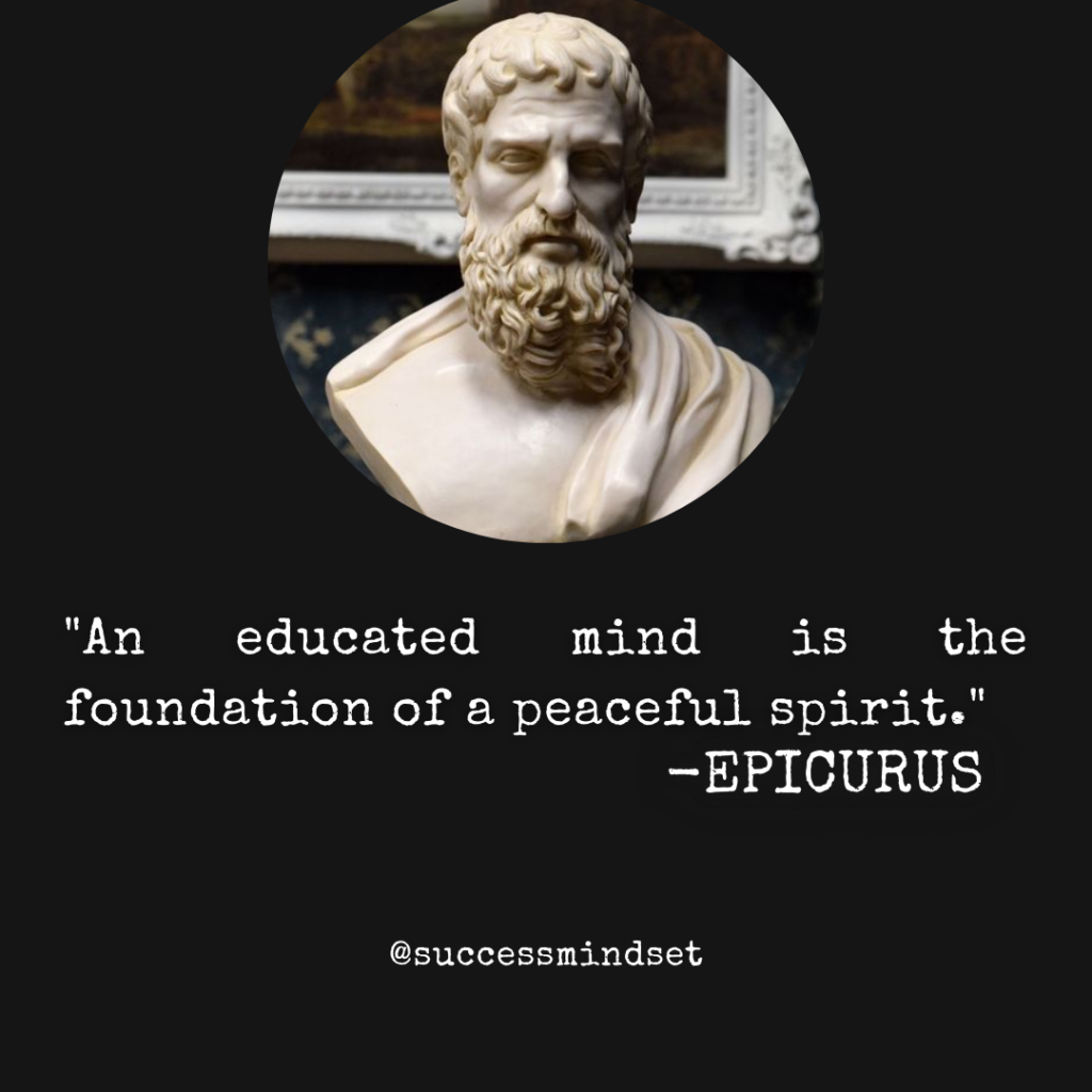 Epicurus quote on peaceful spirit